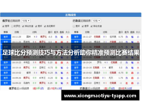 足球比分预测技巧与方法分析助你精准预测比赛结果